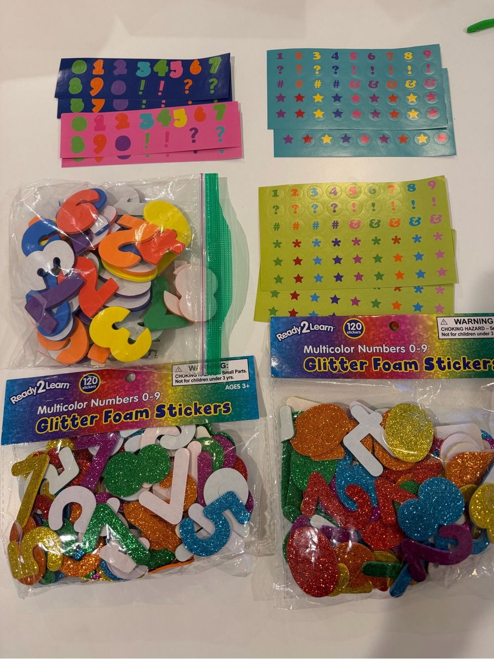 Multicolor Glitter Foam Number Stickers - Assorted Colors